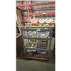 Image 1 : ROLLING GREY METAL SHELF UNIT FILLED WITH ASSORTED BATHROOM FIXTURES - FAUCETS, TOWEL RACKS AND MORE