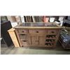 Image 1 : COUNTRY PINE WITH BLACK STONE TOP INSERT KITCHEN ISLAND CABINET