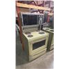Image 2 : 3 VINTAGE AVOCADO KITCHEN APPLIANCES - STOVE WITH BUILT -IN MICROWAVE, 4 BURNER STOVE AND