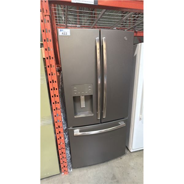 GE PROFILE GREY & STAINLESS FRONT 3 DOOR REFRIGERATOR WITH ICE & WATER DISPENSER
