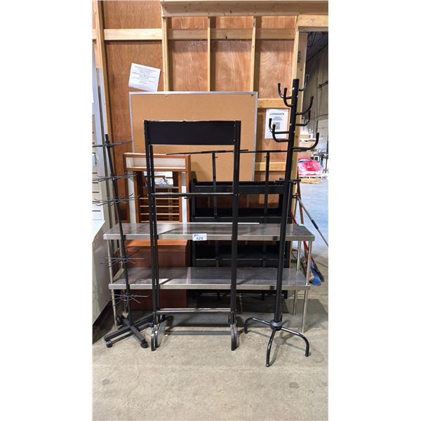 GROUP OF ASSORTED STANDS, SHELVES AND CABINETS
