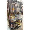 Image 2 : BLACK 4 TIER METAL SHELF UNIT AND CONTENTS