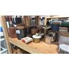 Image 4 : 4 SHELVES OF ASSORTED HOUSEWARES - WOOD CUTTING BOARDS, WOODEN BOWLS, ICE BUCKETS, GLASS DECANTERS