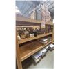 Image 1 : 4 SHELVES OF ASSORTED HOUSEWARES - SPICES, CANNED GOODS, DRY GOODS, CANNISTERS, COCKIE JARS AND