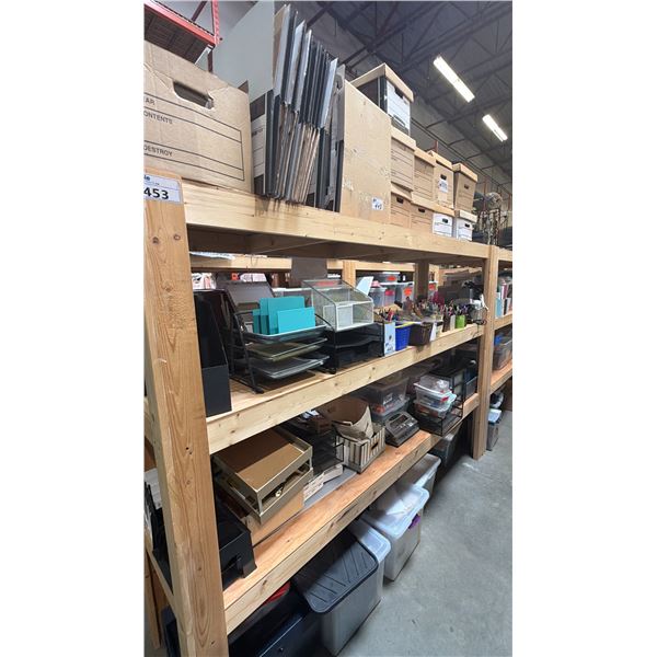 4 SHELVES OF ASSORTED OFFICE SUPPLIES
