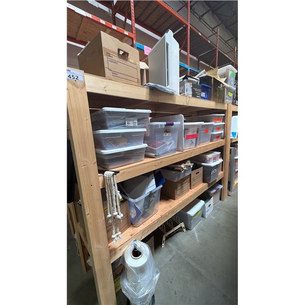 4 SHELVES OF ASSORTED OFFICE AND ART SUPPLIES