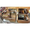 Image 2 : 4FT FOLDING TABLE AND CONTENTS - 4 BOXES OF PICTURE FRAMES AND ASSORTED SIGNAGE