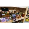 Image 5 : 4 SHELVES FULL OF ASSORTED DECORATIVE PIECES -BOXES, BOWLS, TRAYS, CANDLES, TINS AND MORE