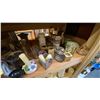 Image 8 : 4 SHELVES FULL OF ASSORTED DECORATIVE PIECES - CANDLE HOLDERS, GLASSWARE, CANDLES AND MORE