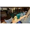 Image 7 : 4 SHELVES FULL OF ASSORTED DECORATIVE PIECES - CERAMIC PLANTERS, WATERING CANS, BOXES AND MORE