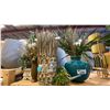 Image 2 : 4 SHELVES FULL OF ASSORTED DECORATIVE PIECES -ARTIFICIAL PLANTS AND FLOWERS, PLANTERS AND STANDS