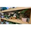 Image 4 : 4 SHELVES FULL OF ASSORTED DECORATIVE PIECES -ARTIFICIAL PLANTS AND FLOWERS, PLANTERS AND STANDS