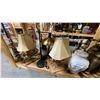 Image 16 : 4 SHELVES FULL OF ASSORTED  MODERN & VINTAGE LAMPS - FLOOR LAMPS, TABLE LAMPS, LANTERNS AND PARTS