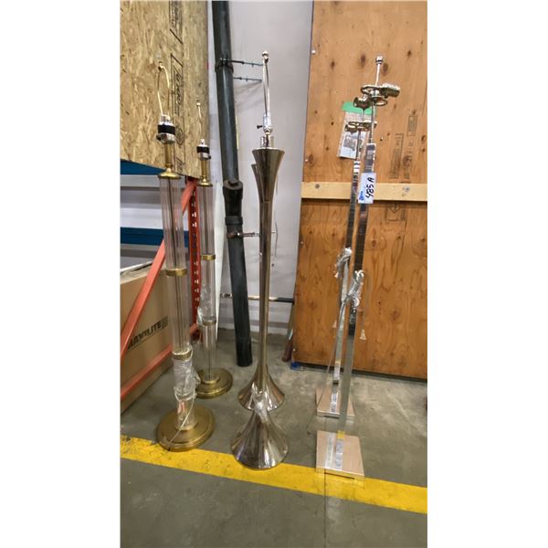 GROUP OF 6 MODERN FLOOR LAMPS *NO SHADES*