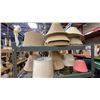 Image 2 : LARGE GROUP OF ASSORTED LAMP SHADES *GREY SHELF UNIT NOT INCLUDED*