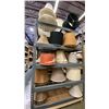 Image 1 : LARGE GROUP OF ASSORTED LAMP SHADES *GREY SHELF UNIT NOT INCLUDED*