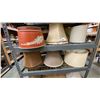Image 4 : LARGE GROUP OF ASSORTED LAMP SHADES *GREY SHELF UNIT NOT INCLUDED*
