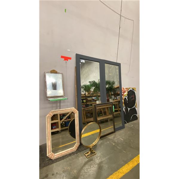 GROUP OF ASSORTED MIRRORS, PLEXI-GLASS STAND AND GRAFFITI PAINTING