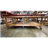 Image 4 : RED VINYL COVERED TOP LARGE MOBILE WOODEN WORK TABLE - APPROX. 8FT X 4FT X 3FT HIGH