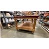 Image 2 : RED VINYL COVERED TOP LARGE MOBILE WOODEN WORK TABLE - APPROX. 8FT X 4FT X 3FT HIGH