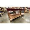 Image 3 : RED VINYL COVERED TOP LARGE MOBILE WOODEN WORK TABLE - APPROX. 8FT X 4FT X 3FT HIGH