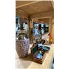 Image 2 : GROUP OF DECORATIVE ITEMS - GLASS ROOSTER, OIL LAMPS, CRYSTAL SCULPTURE, LIDDED URN AND