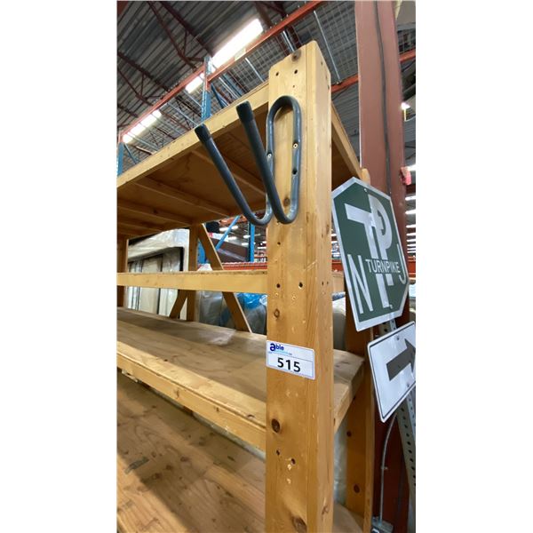 WOODEN 4 TIER STORAGE SHELF - APPROX. 8FT X 2FT X 8FT HIGH