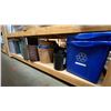 Image 6 : 4 SHELVES OF MOSTLY SMALL TRASH BINS AND MISCELLANEOUS HOUSEHOLD ITEMS