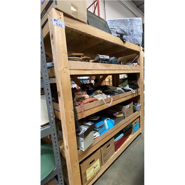 5 SHELVES OF ASSORTED TELEPHONES AND MISCELLANEOUS ITEMS