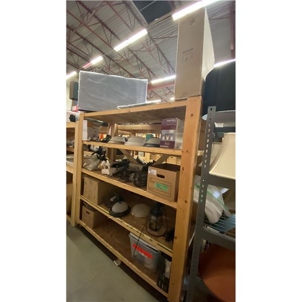 5 SHELVES OF ASSORTED LIGHTING, ELECTRICAL