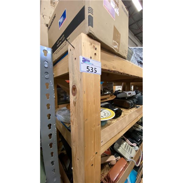 GROUP OF 4 WOODEN SHELVING UNITS - EACH UNIT MEASURES APPROX. 8FT X 2FT X 6FT HIGH