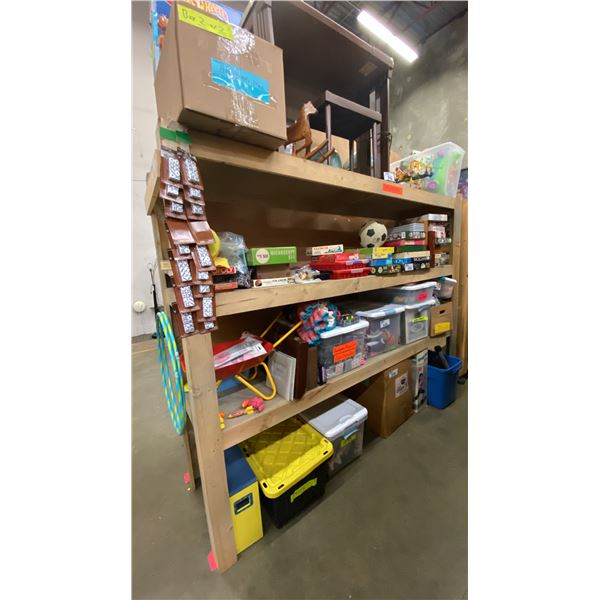 4 SHELVES OF ASSORTED KIDS TOYS & GAMES