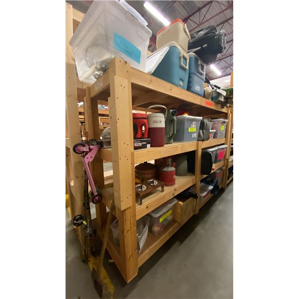 4 SHELVES OF OUTDOOR GEAR - CAMPING, FISHING,SPORT GEAR ITEMS AND MORE