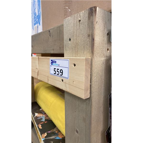 GROUP OF 3 WOODEN SHELVING UNITS - EACH UNIT MEASURES APPROX. 8FT X 2FT X 6FT HIGH