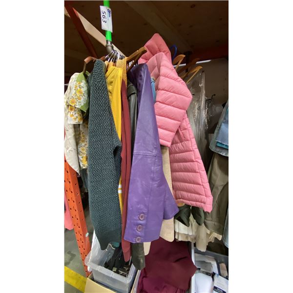ONE RACK OF ASSORTED CLOTHING AND CURTAINS (MOSTLY CURTAINS) *RACK NOT INCLUDED*