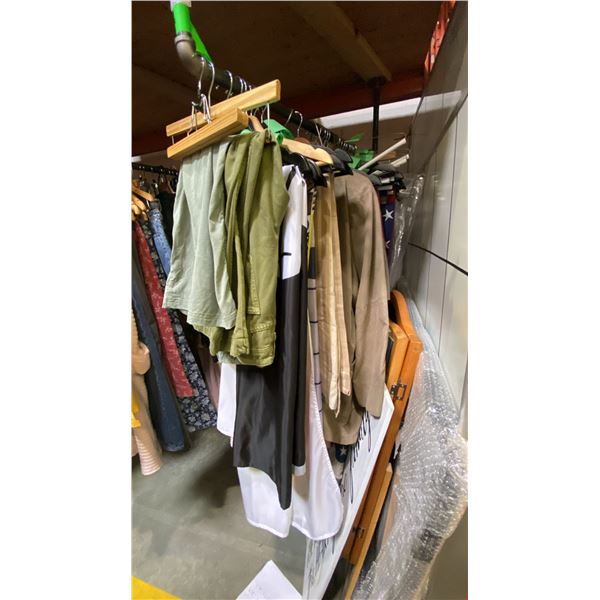 ONE RACK OF ASSORTED CLOTHING AND AMERICAN FLAGS  ) *RACK NOT INCLUDED*
