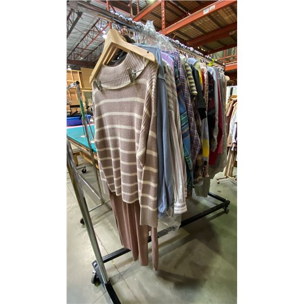 MOBILE WARDROBE RACK WITH ASSORTED CLOTHING