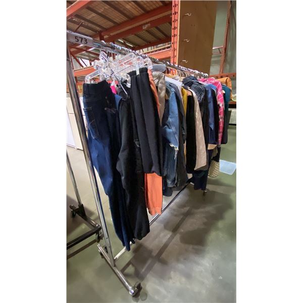 MOBILE WARDROBE RACK WITH ASSORTED CLOTHING
