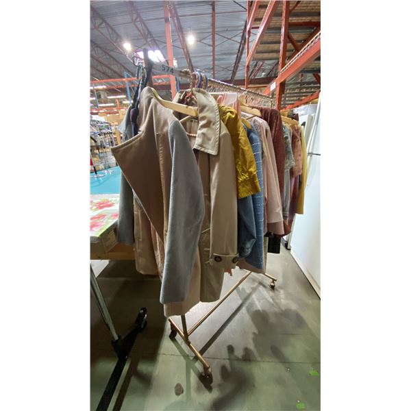 MOBILE WARDROBE RACK WITH ASSORTED CLOTHING
