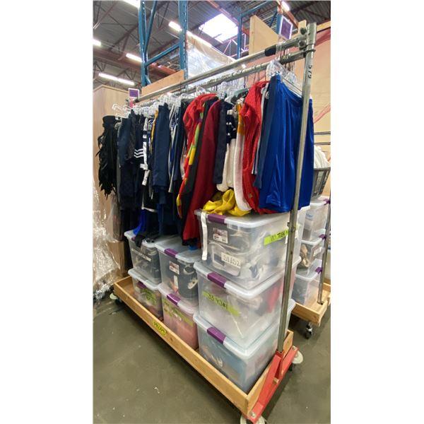 MOBILE WARDROBE RACK AND CONTENTS