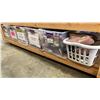Image 1 : GROUP OF 6 PLASTIC BINS OF ASSORTED SHOES, SOCKS AND NYLONS