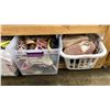 Image 2 : GROUP OF 6 PLASTIC BINS OF ASSORTED SHOES, SOCKS AND NYLONS