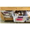 Image 4 : GROUP OF 6 PLASTIC BINS OF ASSORTED SHOES, SOCKS AND NYLONS