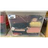 Image 1 : ONE PLASTIC STORAGE BIN OF ASSORTED PURSES
