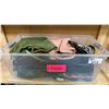 Image 1 : ONE PLASTIC STORAGE BIN OF ASSORTED PURSES