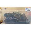 Image 2 : 2 PLASTIC STORAGE BINS OF ASSORTED BELTS