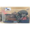 Image 3 : 2 PLASTIC STORAGE BINS OF ASSORTED BELTS