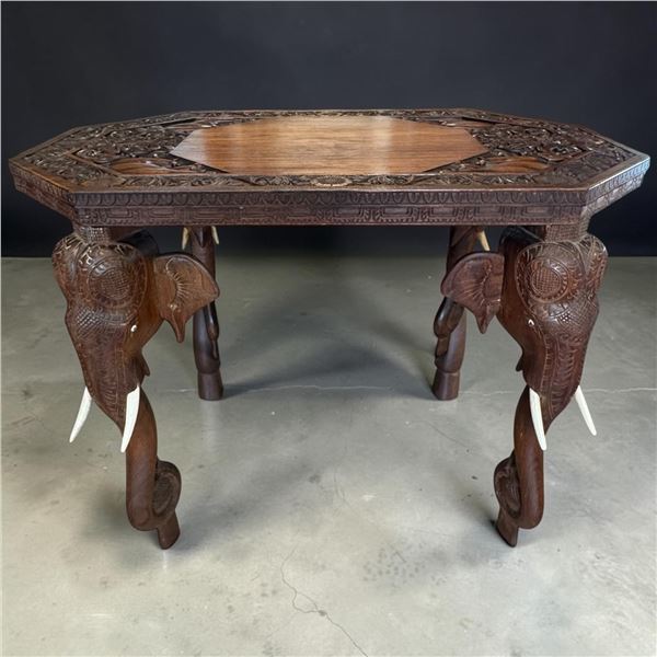 Anglo-Indian Elephant Mahogany Side Table 32.5" Long X 26" Deep X 24" Tall