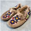 Image 1 : Vintage Lake St. Martin First Nation Style Floral Embroidered Leather Moccassains