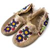 Image 2 : Vintage Lake St. Martin First Nation Style Floral Embroidered Leather Moccassains